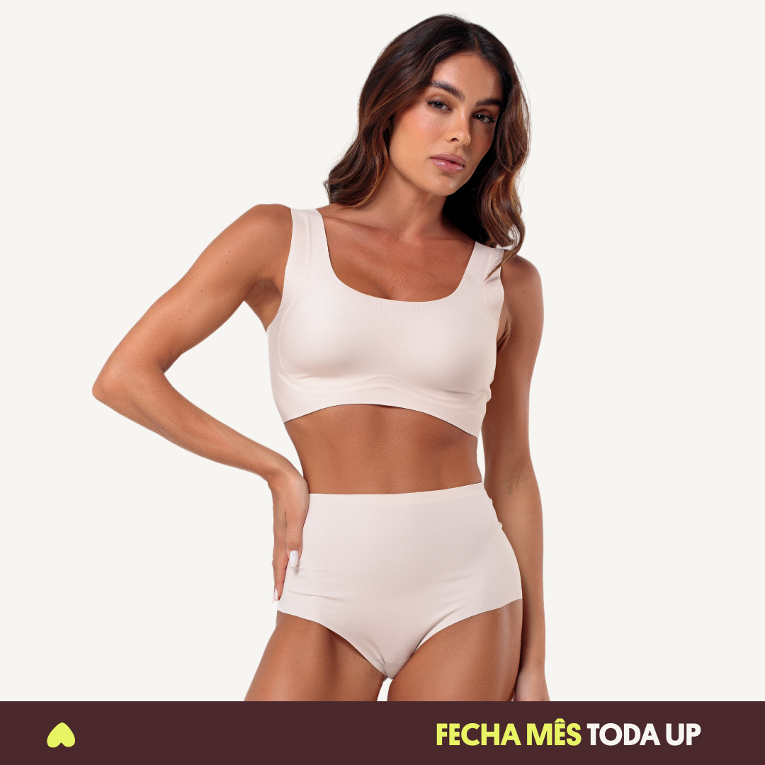 Kit Top e Calcinha Cós Alto Segunda Pele Skin Up - Fecha Mês