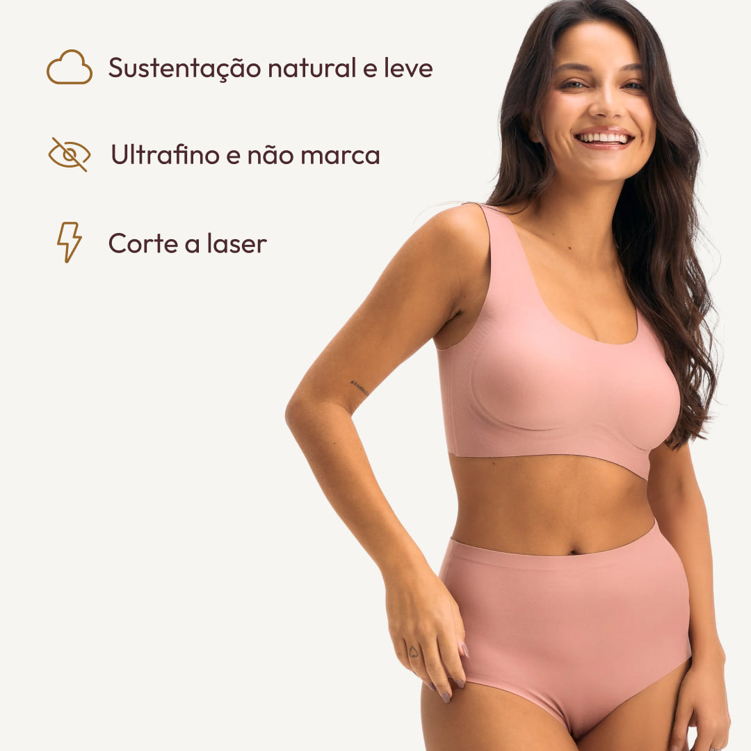 Kit Top e Calcinha Cós Alto Segunda Pele Skin Up