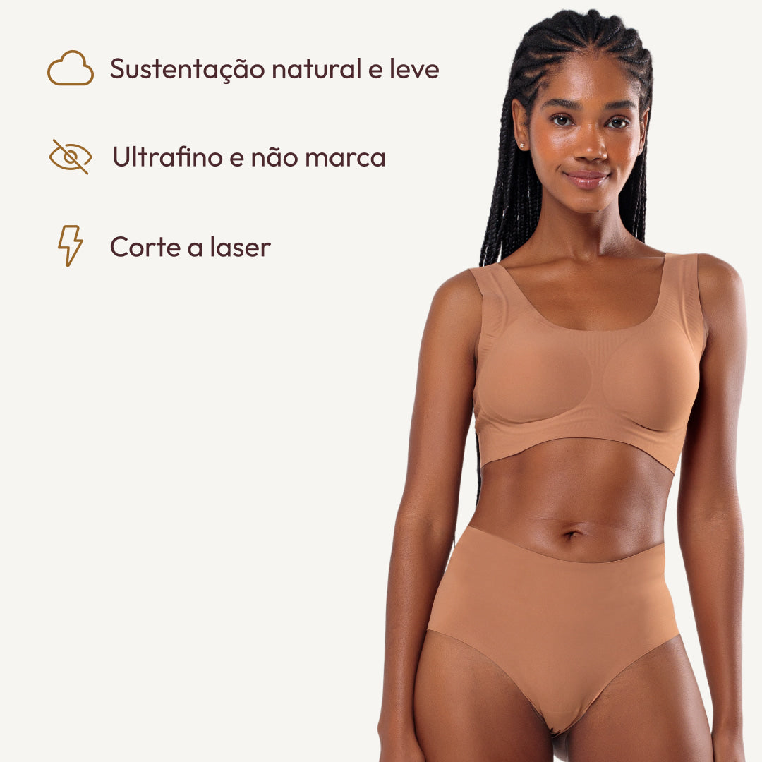 Kit Top e Calcinha Cós Alto Segunda Pele Skin Up